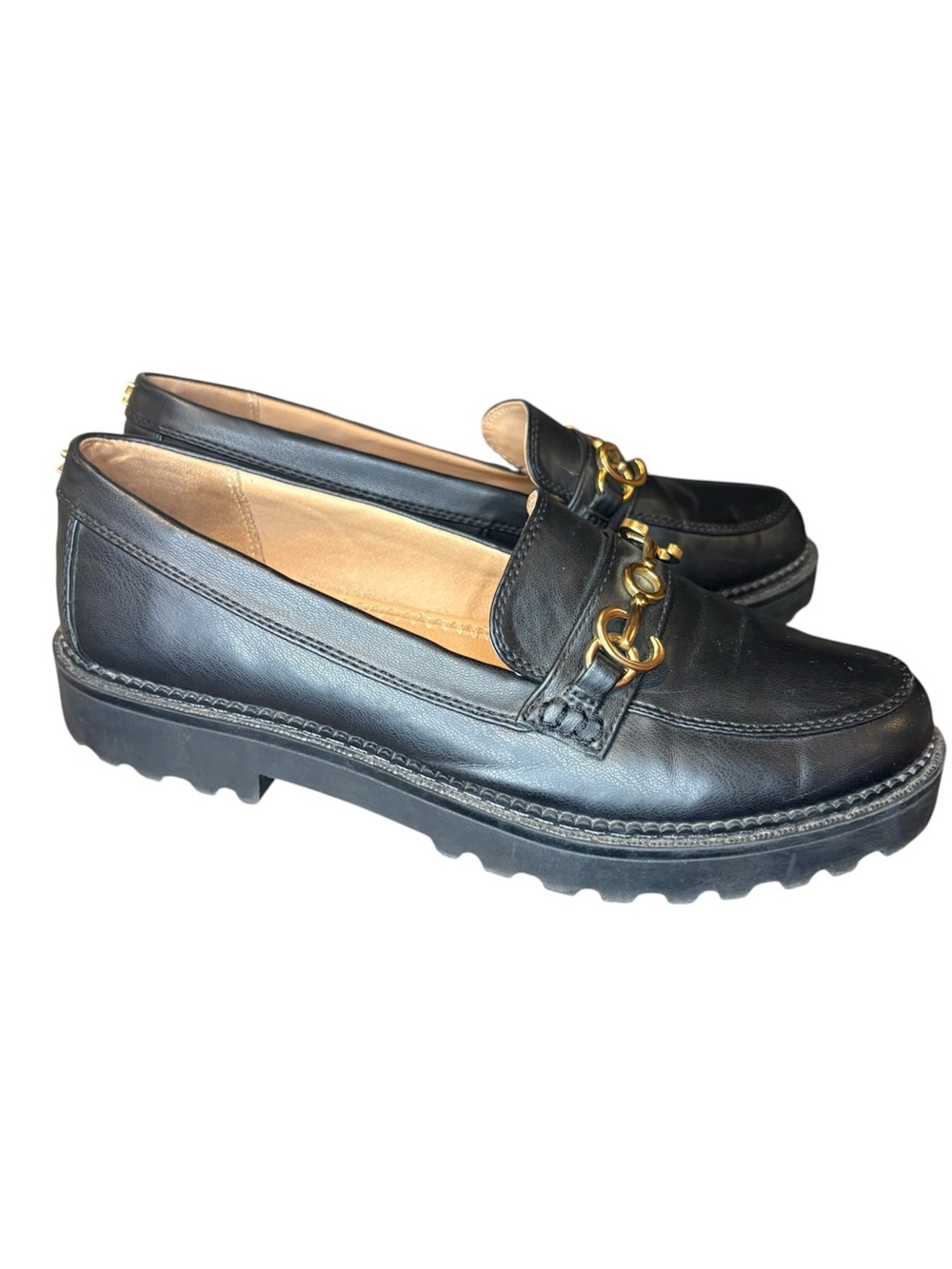 Circus by Sam Edelman Black Leather Women's Chain Loafer
